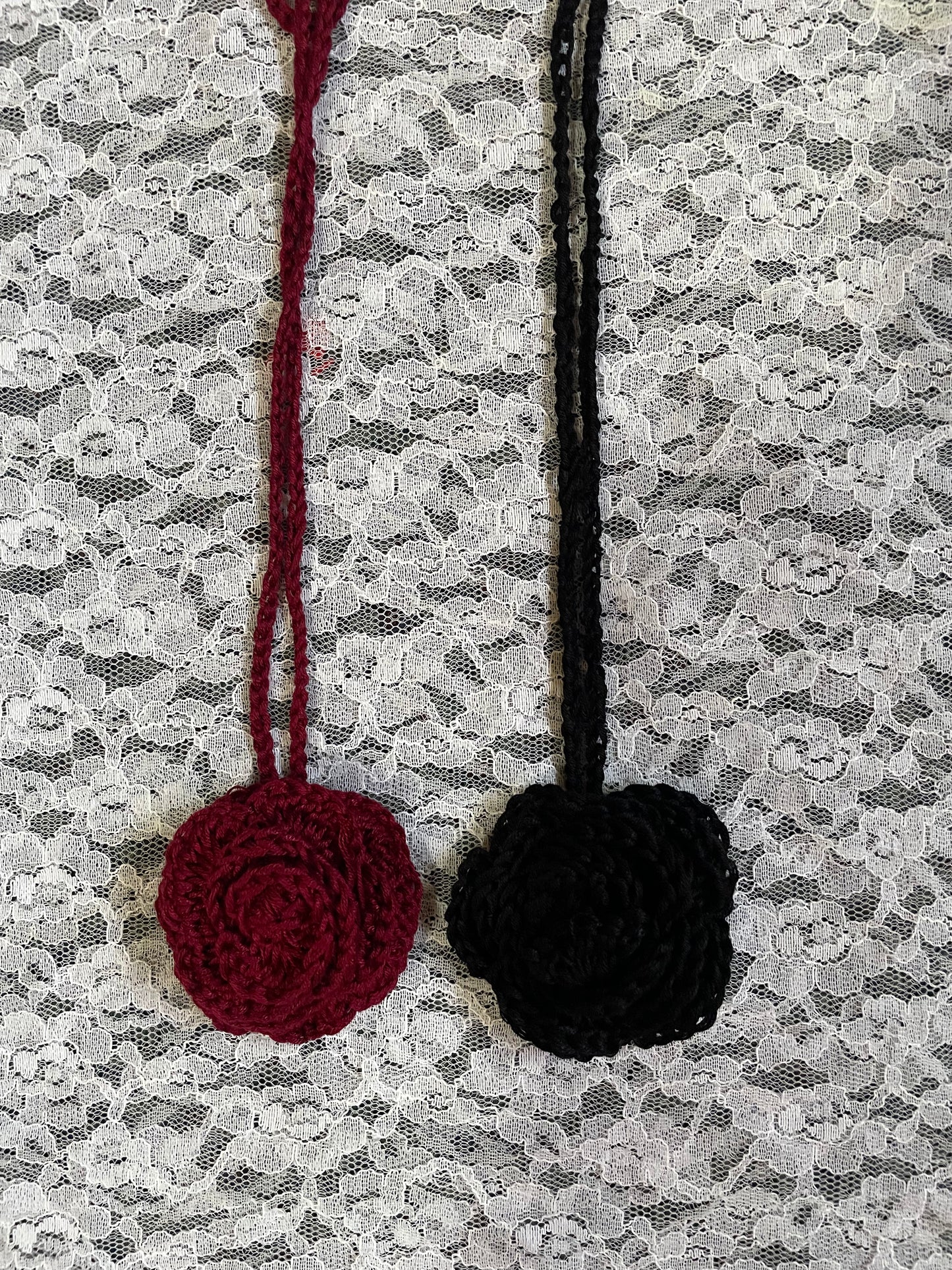 crochet rose necklace