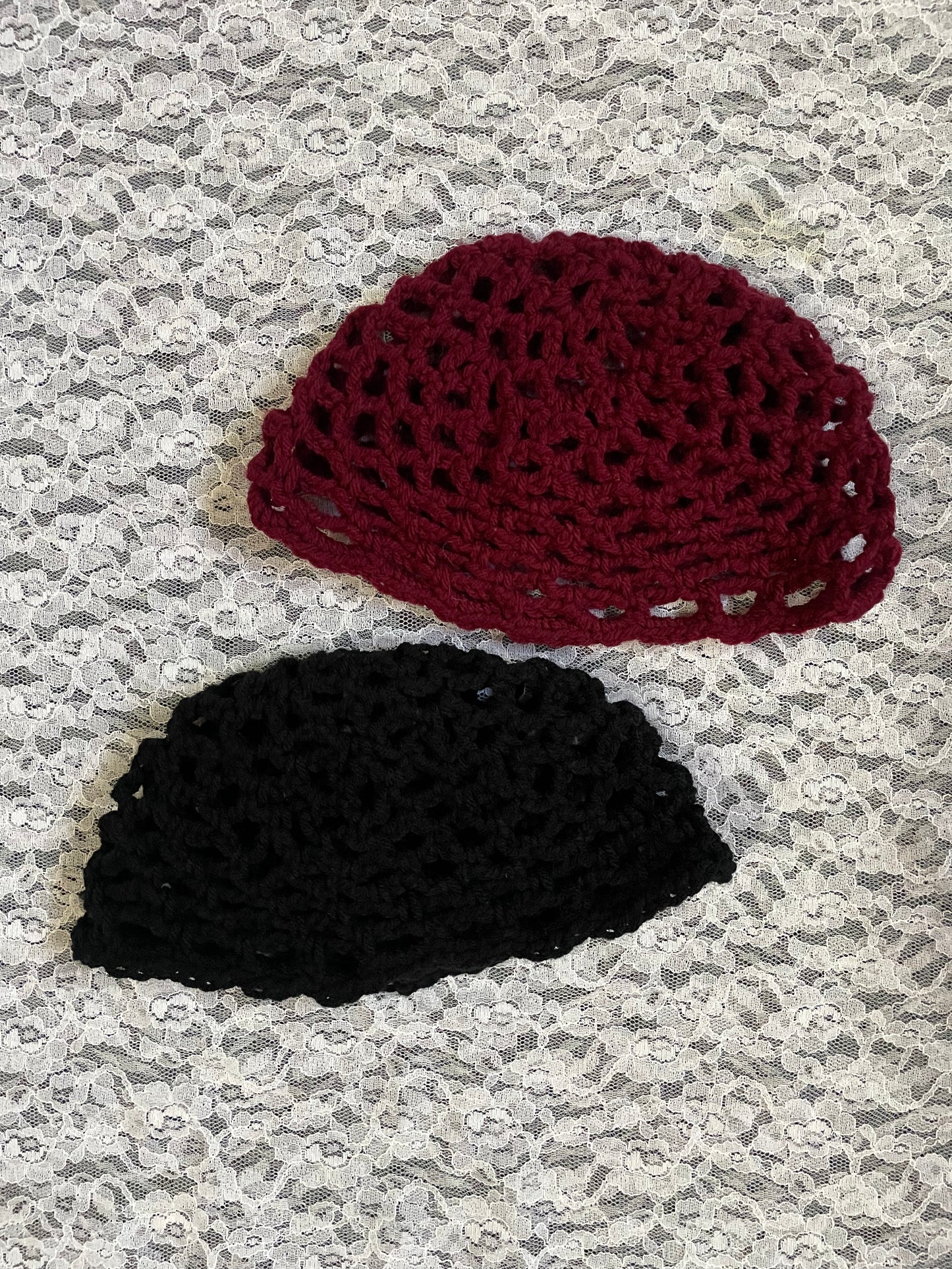 crochet mesh beanie