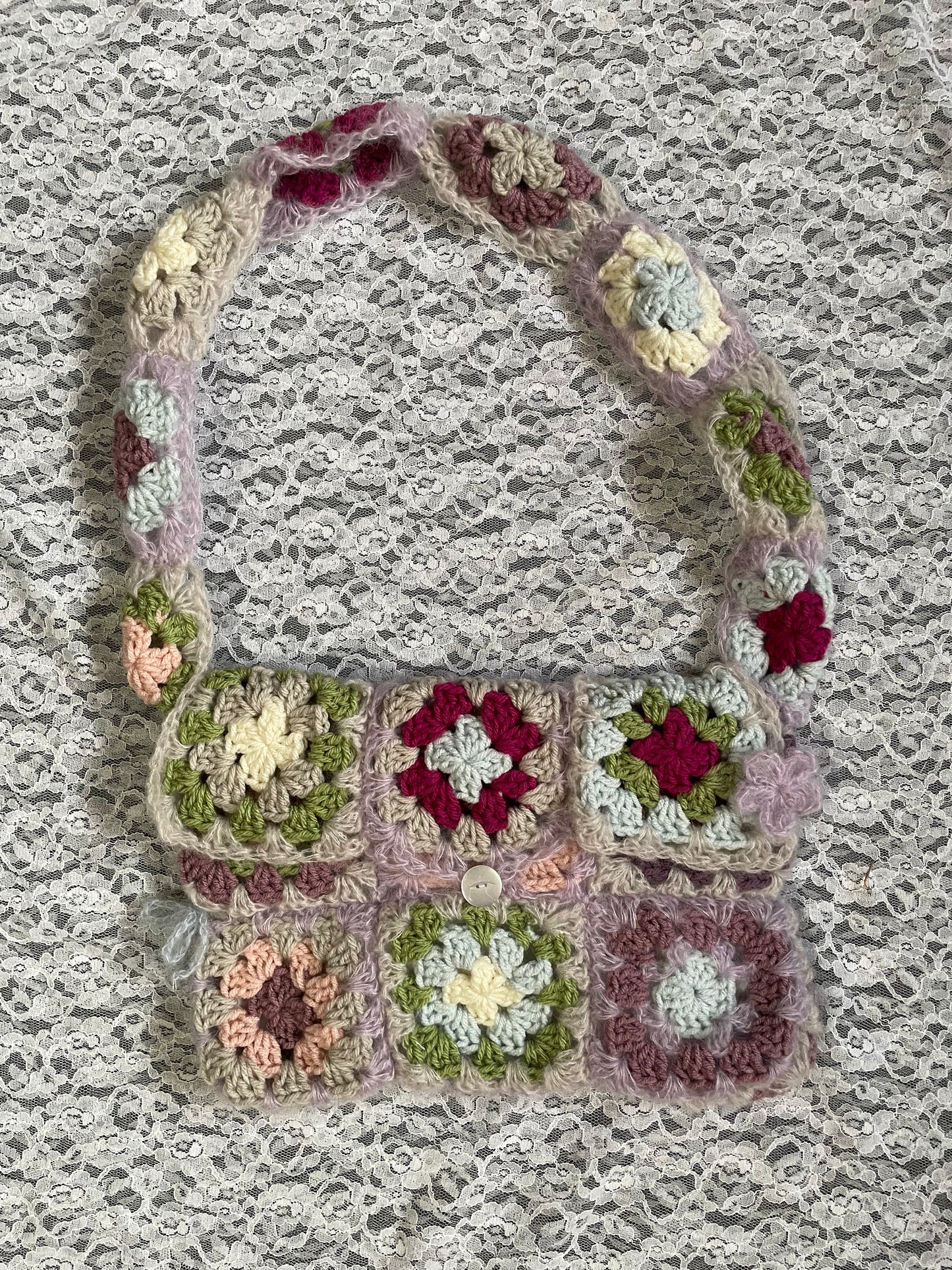 crochet granny square messenger bag