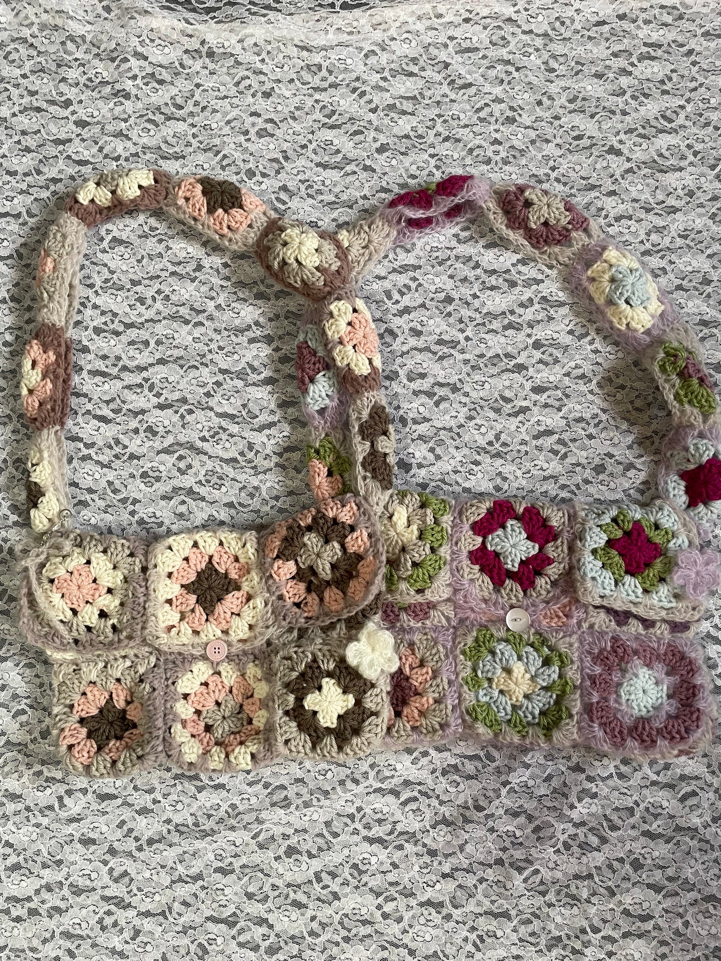 crochet granny square messenger bag