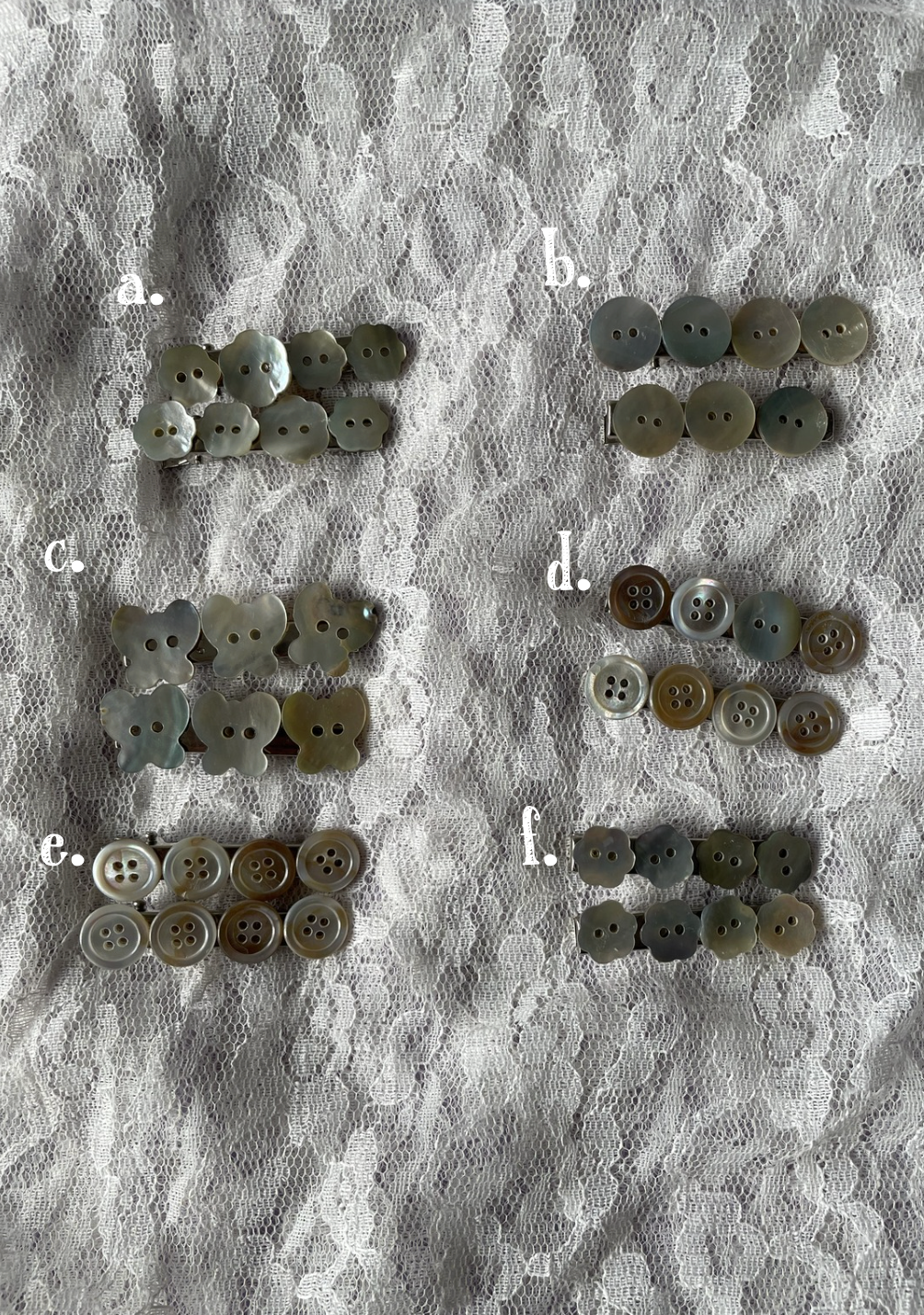 shell button hair clip 2-pack