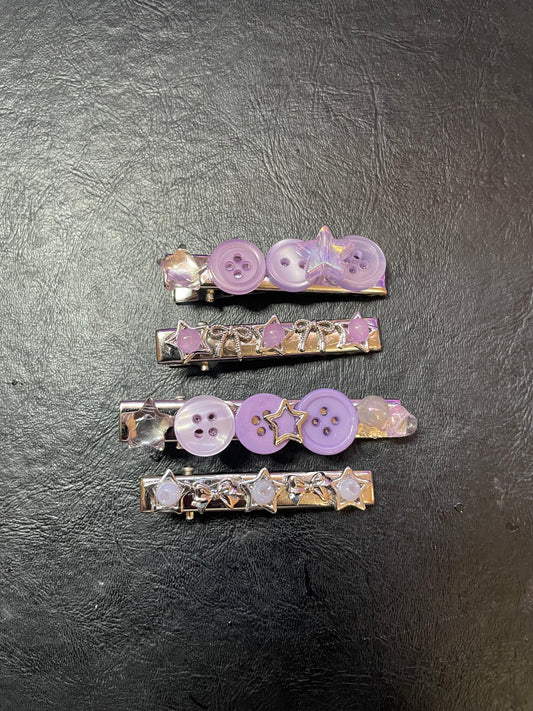 button hair clips 4- pack