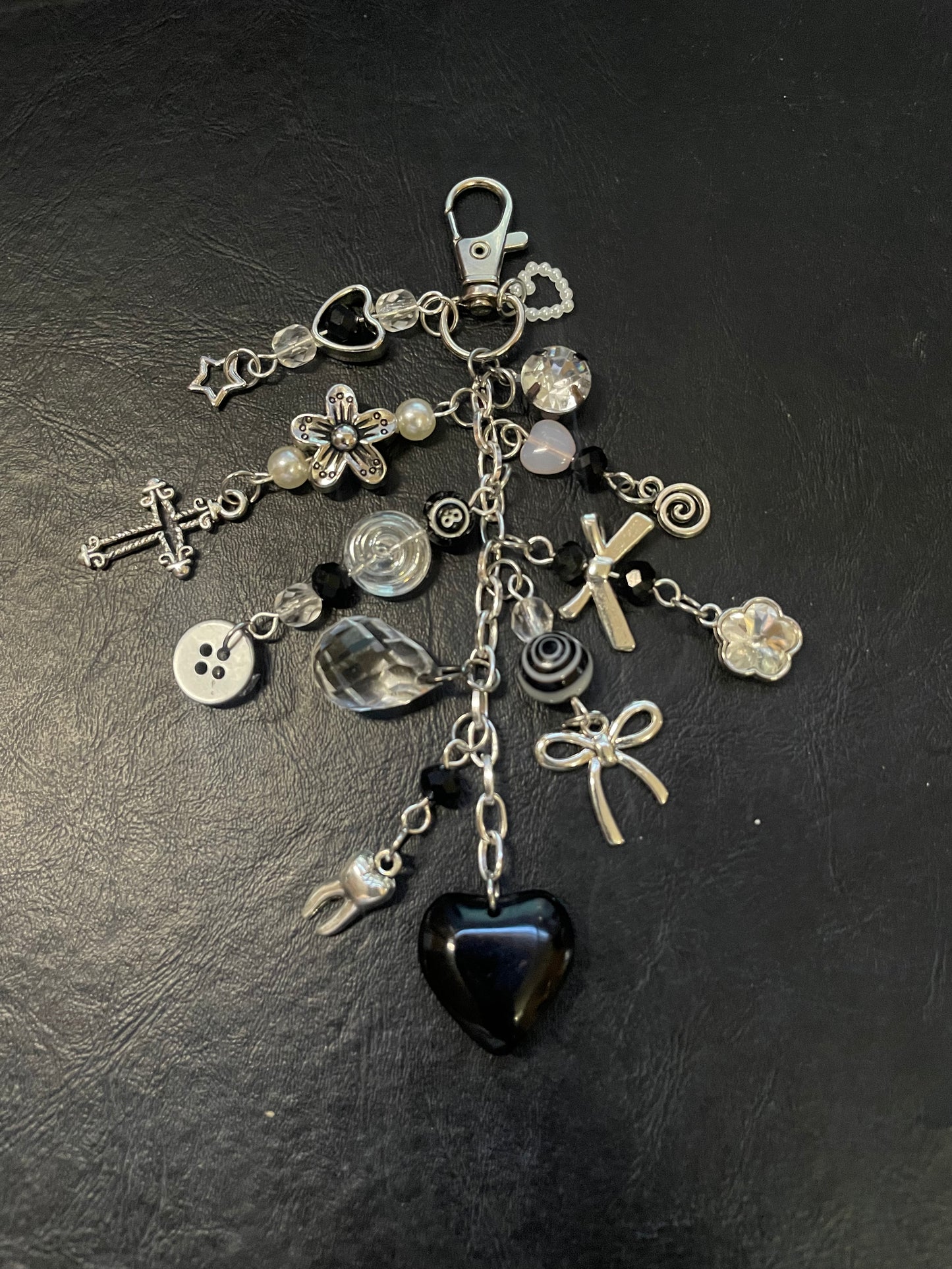 black heart bag charm