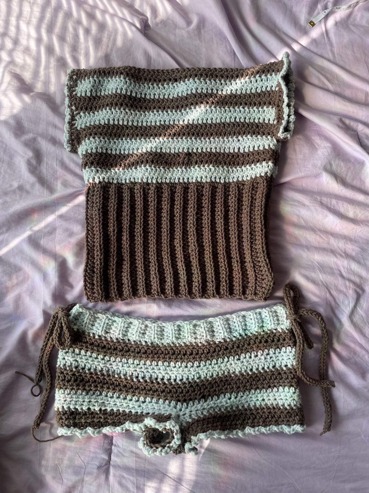 striped crochet set