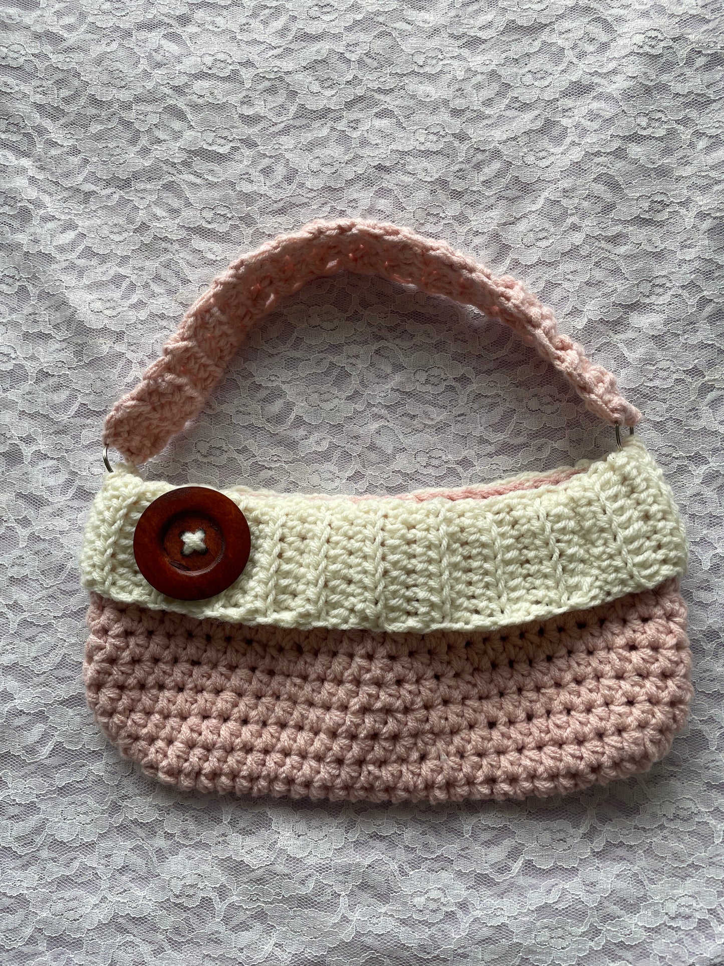 button crochet mini purse