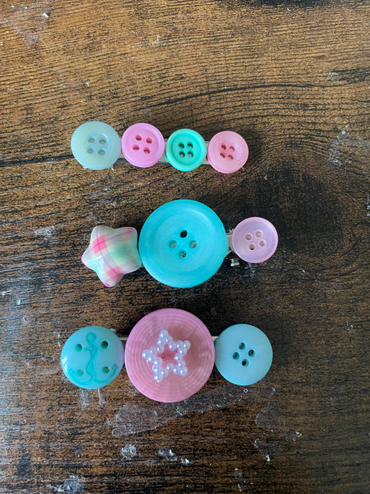 button hair clip 3-pack