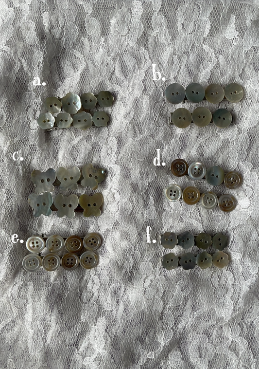 shell button hair clip 2-pack