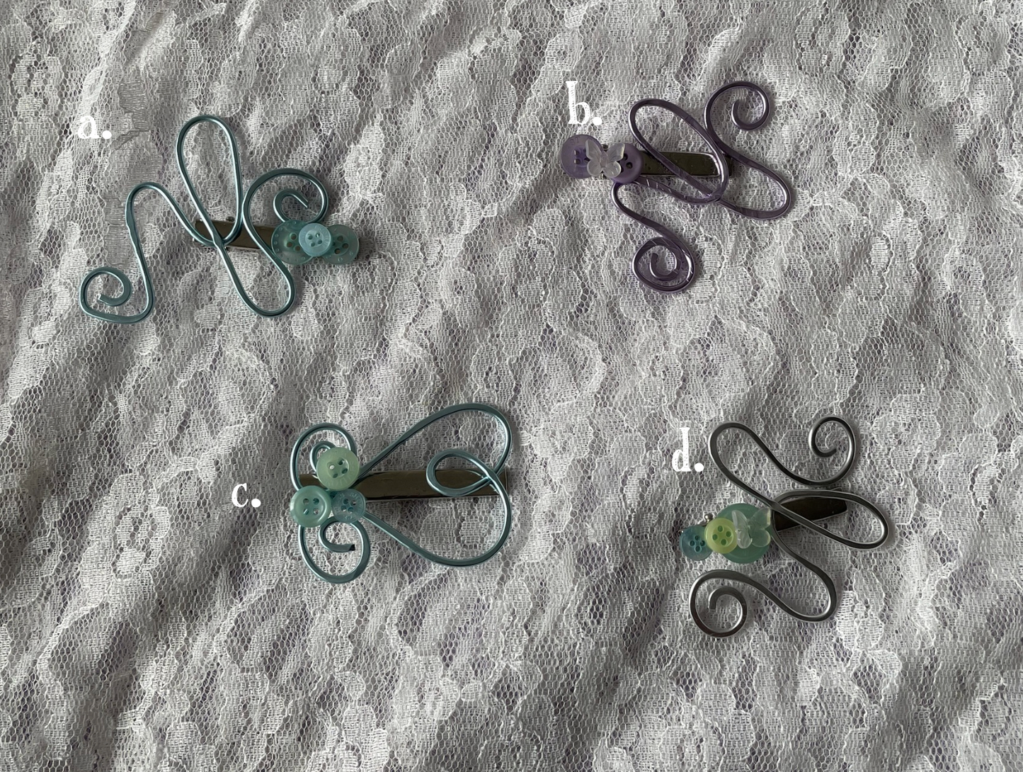 wire wrapped button hair clip